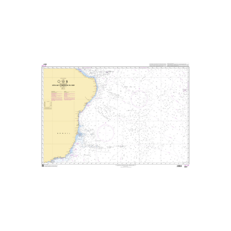 Shom C - 6807 - INT 202 - (fac-similé de la carte BR 20) - Côte Est d'Amérique du Sud | Librairie Maritime Nautic Way