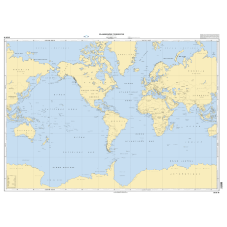 Shom - 0101GSA - Planisphère terrestre (axé sur 65° Ouest). Déclinaison magnétique 2015 | Librairie Maritime Nautic Way