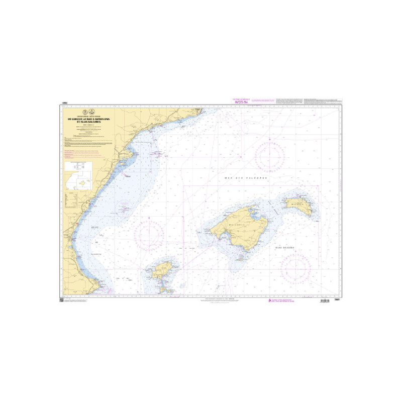 Shom C - 7661 - (fac-similé de la carte ES 48) - De Cabo de la Nao à Barcelona et Islas Baleares | Librairie Maritime Nautic Way