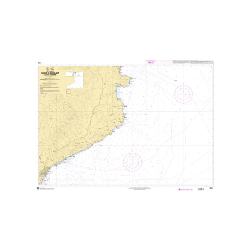 Shom C - 7663 - (fac-similé de la carte ES 49A) - Du port de Barcelona au Cap Cerbère | Librairie Maritime Nautic Way